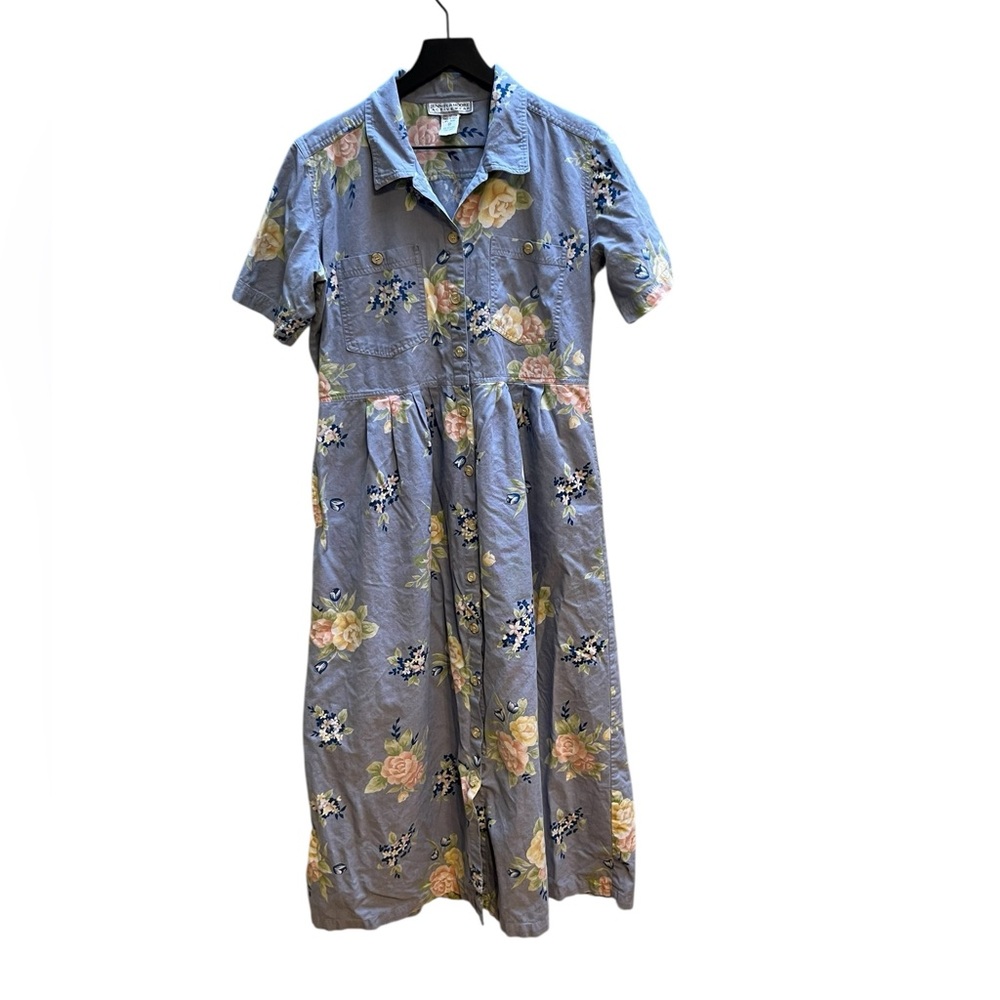 Vintage Jennifer Moore Floral Blue Dress size medium